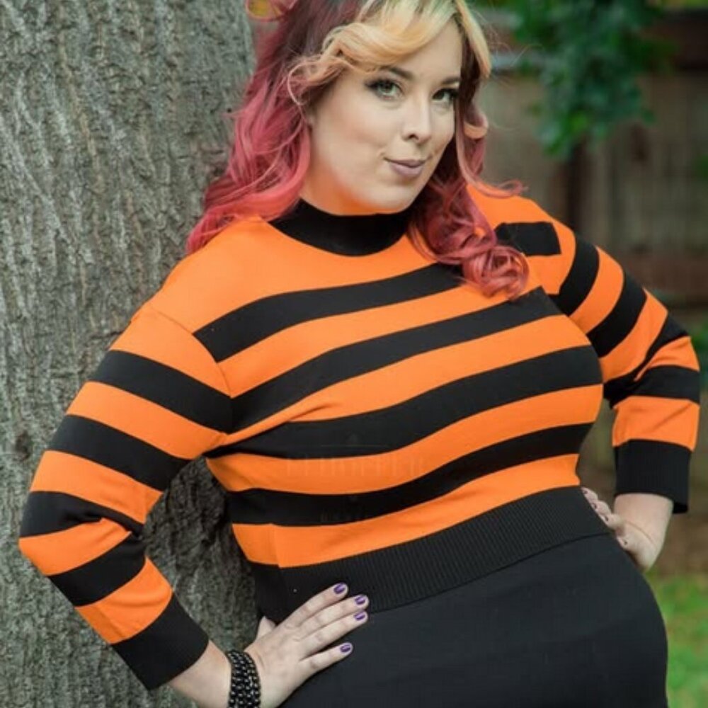 Elhoffer Design Nightmare Striped Crop Sweater 3X